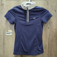SS 1/4 Zip Show Shirt, bling *vgc, clean, missing bling, mnr hair
