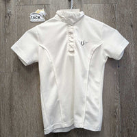 JUNIORS SS Show Shirt, 1/4 Snap Up, snap collar *vgc/gc, seam puckers, puckered, curled & folded collar
