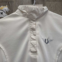 JUNIORS SS Show Shirt, 1/4 Snap Up, snap collar *vgc/gc, seam puckers, puckered, curled & folded collar
