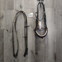 Monocrown Rsd/Padded Bridle, Bling, Cotton Web Reins *vgc/xc, mnr dirt, loose keepers & hairy seams
