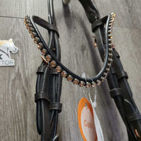 Monocrown Rsd/Padded Bridle, Bling, Cotton Web Reins *vgc/xc, mnr dirt, loose keepers & hairy seams

