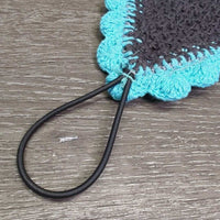 Tie Down Crochet Ear Bonnet Fly Veil, elastic Loop, 2x Bling, 2x Piping *new
