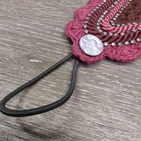 Tie Down Crochet Ear Bonnet Fly Veil, elastic Loop, 2x Bling, 2x Piping *new

