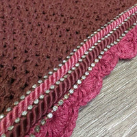 Tie Down Crochet Ear Bonnet Fly Veil, elastic Loop, 2x Bling, 2x Piping *new
