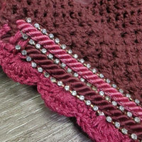 Tie Down Crochet Ear Bonnet Fly Veil, elastic Loop, 2x Bling, 2x Piping *new
