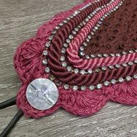 Tie Down Crochet Ear Bonnet Fly Veil, elastic Loop, 2x Bling, 2x Piping *new
