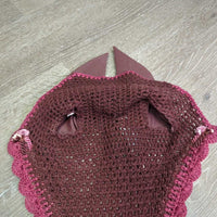 Tie Down Crochet Ear Bonnet Fly Veil, elastic Loop, 2x Bling, 2x Piping *new

