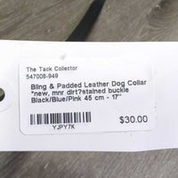 Bling & Padded Leather Dog Collar *new, mnr dirt?stained buckle
