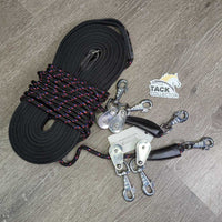 Narrow Nylon web & Rope Double Lungeing System, 6 Snaps, 6 Pulleys *new, residue, film
