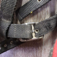 Wide Thick Nylon Web Nutcracker Lungeing Cavesson *gc, older, dirty, hairy, rubs, stains, mnr rust
