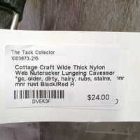 Wide Thick Nylon Web Nutcracker Lungeing Cavesson *gc, older, dirty, hairy, rubs, stains, mnr rust
