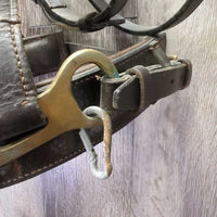 Leather Nutcracker Lungeing Cavesson *gc, dirty, stiff, film, creases, dents, dry, older, oxidized spots
