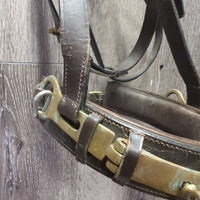Leather Nutcracker Lungeing Cavesson *gc, dirty, stiff, film, creases, dents, dry, older, oxidized spots
