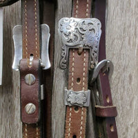 Double Stitched Headstall, Tooled Buckles, Keepers & screws *xc, mnr dents & dirt

