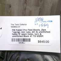 Field Boots, Zips *vgc/gc, mnr rubs, dirt & unstitched heels, R: seam holes, torn & unstitched
