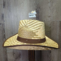Light Straw Western Hat *like new, loose threads & stains
