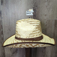 Light Straw Western Hat *like new, loose threads & straw, dent
