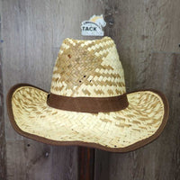 Light Straw Western Hat *like new, loose threads & straw, dent
