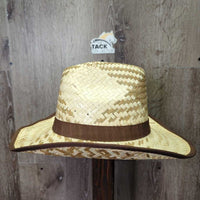Light Straw Western Hat *like new, loose threads & straw, dent

