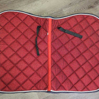 Quilt Jumper Pad, piping *vgc, clean, mnr rubs, puckers, faded, curled edges, v. mnr bare spots, threads
