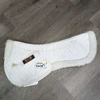 Thin Quilt Wool Fleece Half Pad, rolled edge *gc/fair, clean, v.clumpy, pilly, rubs & thin edges
