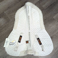 Thin Quilt Wool Fleece Half Pad, rolled edge *gc/fair, clean, v.clumpy, pilly, rubs & thin edges
