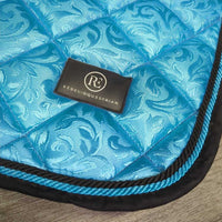 Quilt Dressage Pad, 2x piping *vgc, dirt, mnr stains, hair, faded, curled edges, puckers, threads
