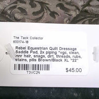 Quilt Dressage Saddle Pad, 2x piping *vgc, clean, mnr hair, snags, dirt, threads, rubs, stains, pills
