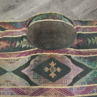 Fleece Lined Western Pad *gc, clean, faded, clumpy, curled edges, mnr pills, threads, hair, hole, stains
