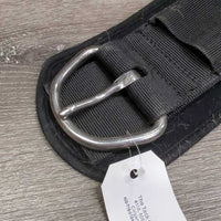 Nylon Web Roper Cinch, Neoprene Velcro Back Liner, 2x D Rings *gc, clean, curled/folded edges, rust, puckers
