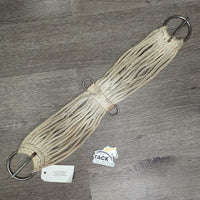 15 Cotton String Cinch, 2x D Rings *gc, stains, rust, dirty, hairy, rubs, snags, older
