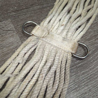 15 Cotton String Cinch, 2x D Rings *gc, stains, rust, dirty, hairy, rubs, snags, older
