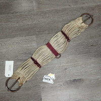15 Cotton String Cinch, 2x D Rings *gc, stains, discolored, v.rusty, dirty, hairy, older
