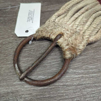15 Cotton String Cinch, 2x D Rings *gc, stains, discolored, v.rusty, dirty, hairy, older
