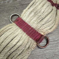 15 Cotton String Cinch, 2x D Rings *gc, stains, discolored, v.rusty, dirty, hairy, older
