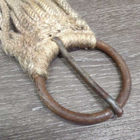 15 Cotton String Cinch, 2x D Rings *gc, stains, discolored, v.rusty, dirty, hairy, older
