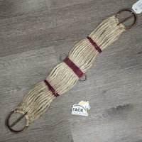 15 Cotton String Cinch, 2x D Rings *gc, stains, discolored, v.rusty, dirty, hairy, older

