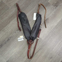 Narrow Leather Breastcollar, Nylon & Fleece? Padded, snap *gc, clean, dusty, rusty, thin fleece & clumpy
