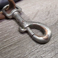 Narrow Leather Breastcollar, Nylon & Fleece? Padded, snap *gc, clean, dusty, rusty, thin fleece & clumpy
