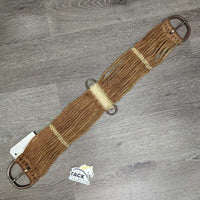 15 Cotton String Cinch, 2x D Rings *gc, stains, discolored, rust, dirty, hairy, older, frays
