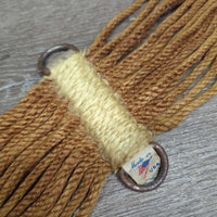 15 Cotton String Cinch, 2x D Rings *gc, stains, discolored, rust, dirty, hairy, older, frays
