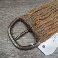15 Cotton String Cinch, 2x D Rings *gc, stains, discolored, rust, dirty, hairy, older, frays
