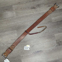 Thick 1.5" W Leather Back Cinch, center strap, conway buckle *vgc, clean, mnr residue, rubs, scrapes, dents, scratches & stains
