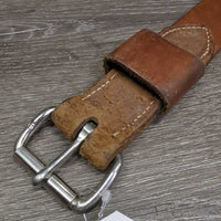 Thick 1.5" W Leather Back Cinch, center strap, conway buckle *vgc, clean, mnr residue, rubs, scrapes, dents, scratches & stains
