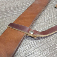 Thick 1.5" W Leather Back Cinch, center strap, conway buckle *vgc, clean, mnr residue, rubs, scrapes, dents, scratches & stains
