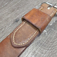 Thick 1.5" W Leather Back Cinch, center strap, conway buckle *vgc, clean, mnr residue, rubs, scrapes, dents, scratches & stains
