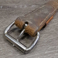 Thick 1.5" W Leather Back Cinch, center strap, conway buckle *vgc, clean, mnr residue, rubs, scrapes, dents, scratches & stains
