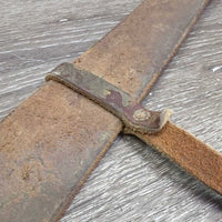 Thick 1.5" W Leather Back Cinch, center strap, conway buckle *vgc, clean, mnr residue, rubs, scrapes, dents, scratches & stains
