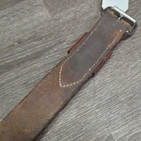 Thick 1.5" W Leather Back Cinch, center strap, conway buckle *vgc, clean, mnr residue, rubs, scrapes, dents, scratches & stains
