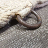 27 Cotton String Cinch, 2x D Rings *gc, clean, hairy, rust, dirty, stains, rubs, frays
